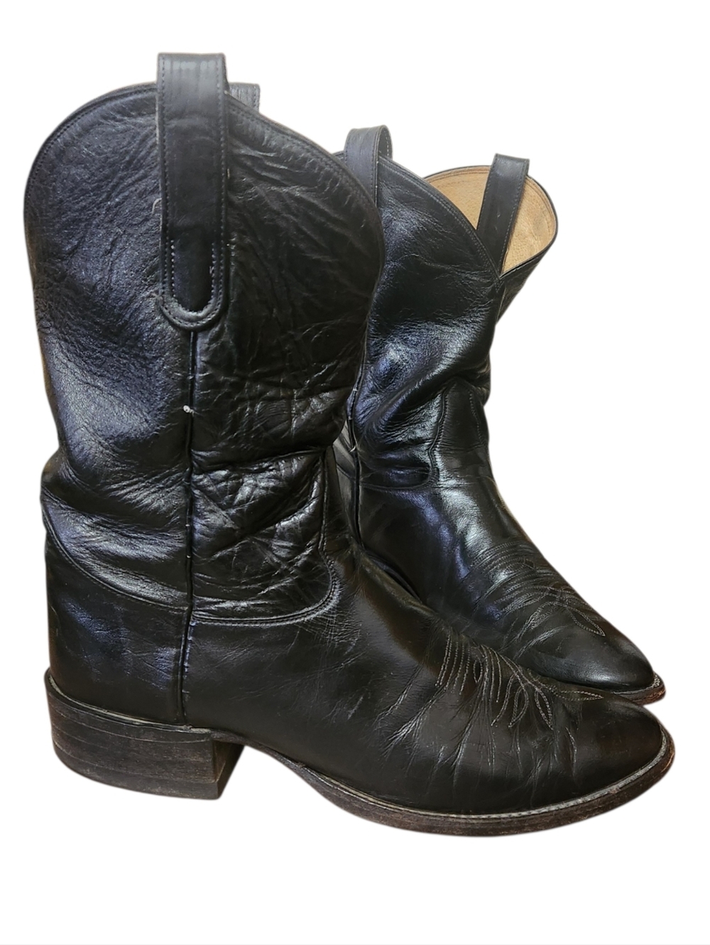 Vtg Tony Lama 2801 Men’s Western Cowboy Boots Size 10B Black Leather USA Classic - Picture 11 of 16